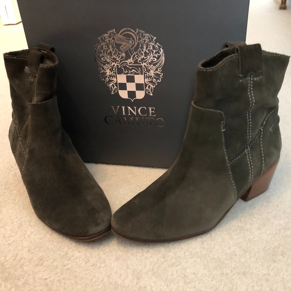 Olive Suede Ankle Boots - Vince Camuto